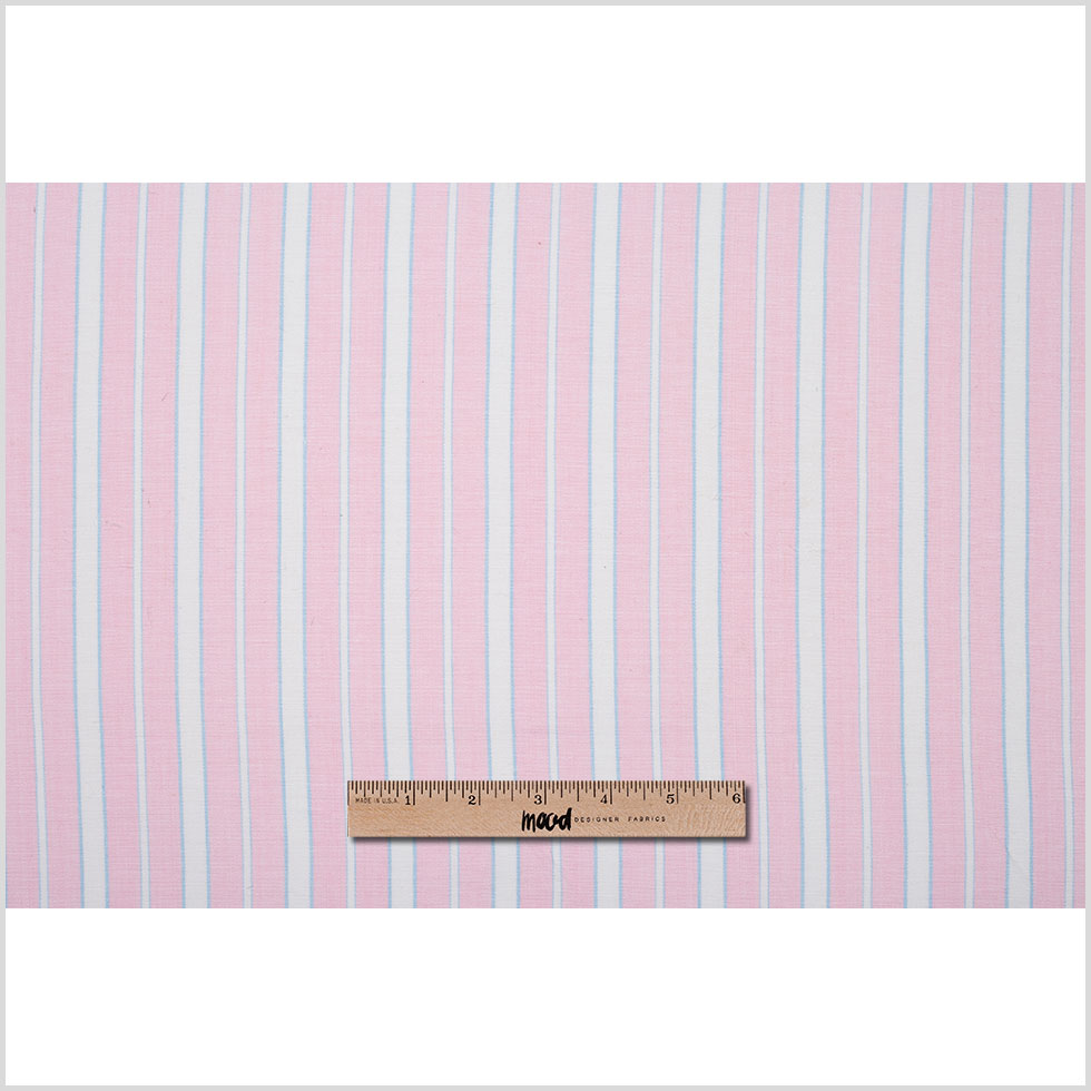 Baby Pink, Blue and White Striped Handwoven Cotton