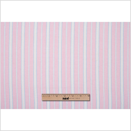 Baby Pink, Blue and White Striped Handwoven Cotton