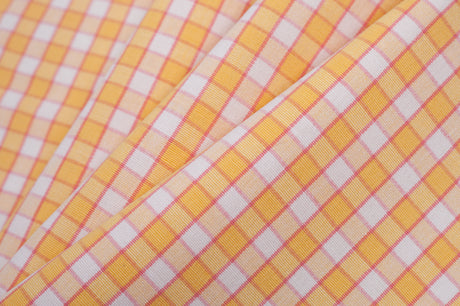 Citrus Yellow and Cotton Candy Pink Checked Handwoven Cotton