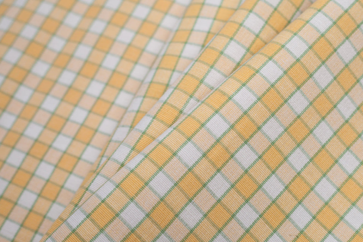 Citrus Yellow and Green Checked Handwoven Cotton