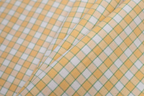 Citrus Yellow and Green Checked Handwoven Cotton