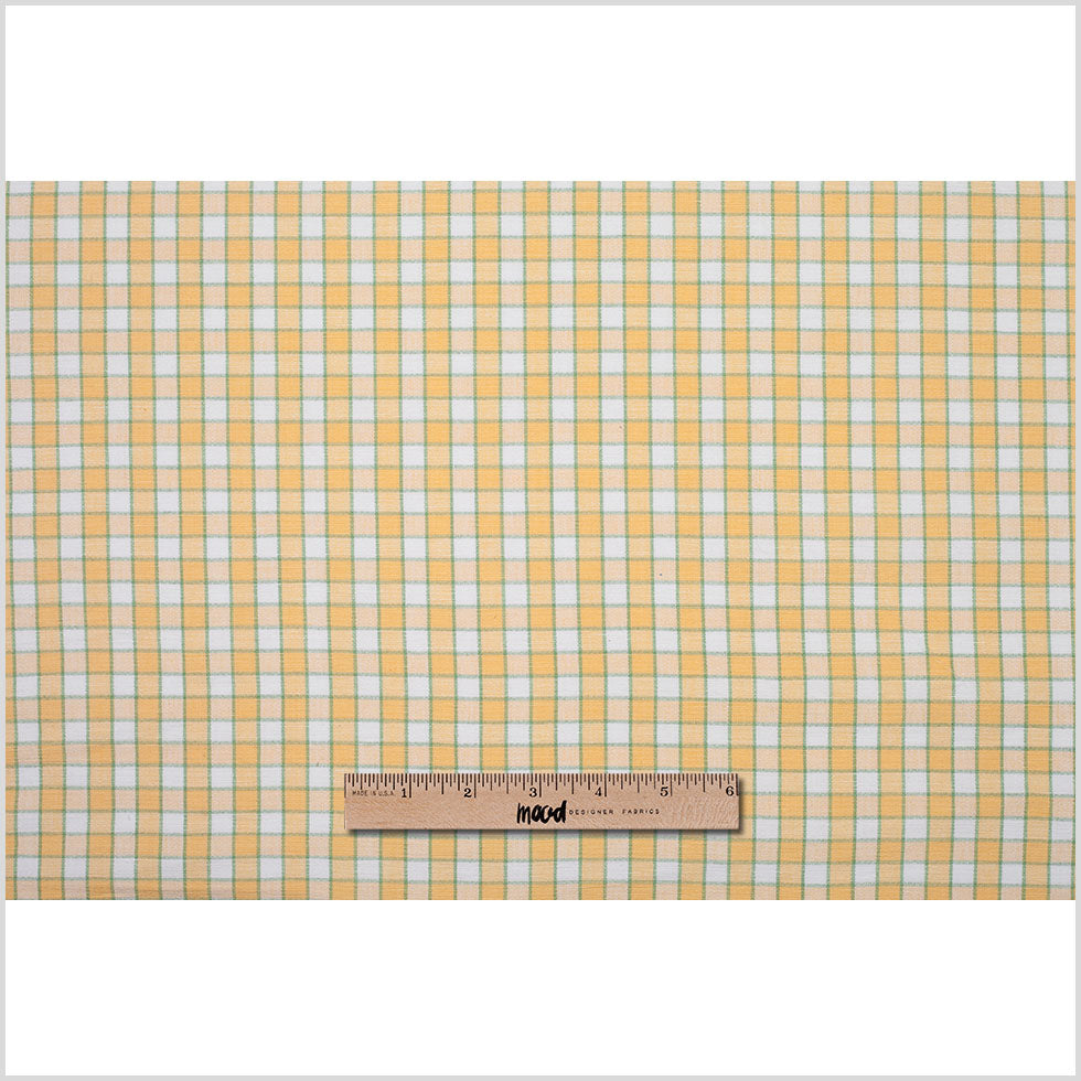 Citrus Yellow and Green Checked Handwoven Cotton