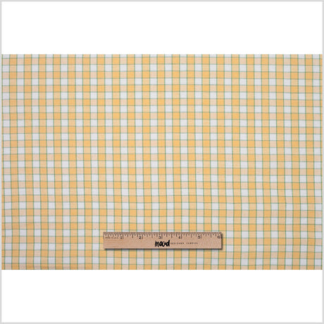 Citrus Yellow and Green Checked Handwoven Cotton