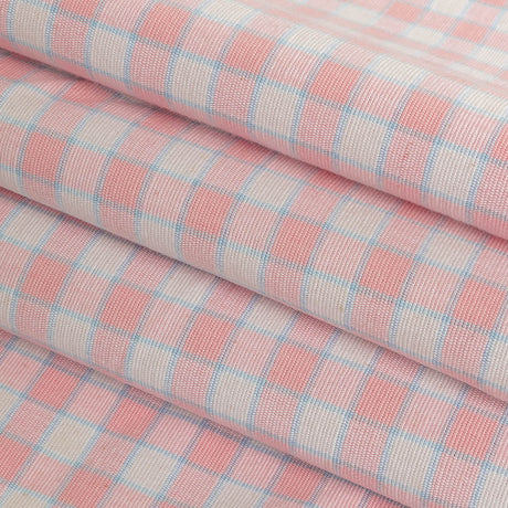 Baby Pink and Blue Checked Handwoven Cotton