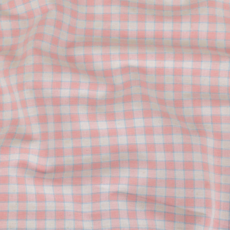Baby Pink and Blue Checked Handwoven Cotton
