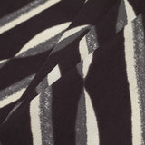 Famous NY Designer Black, Pale Gold and Gray Print Cotton Sateen
