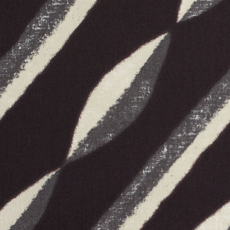 Famous NY Designer Black, Pale Gold and Gray Print Cotton Sateen