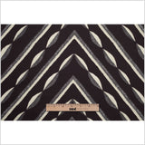 Famous NY Designer Black, Pale Gold and Gray Print Cotton Sateen