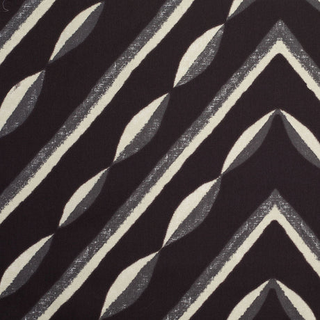 Famous NY Designer Black, Pale Gold and Gray Print Cotton Sateen