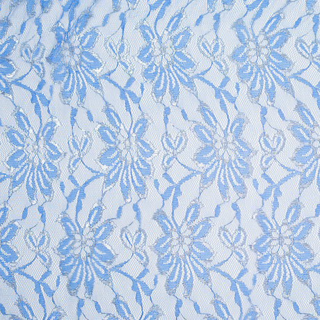 Regatta Blue and Metallic Silver Mesh Lace