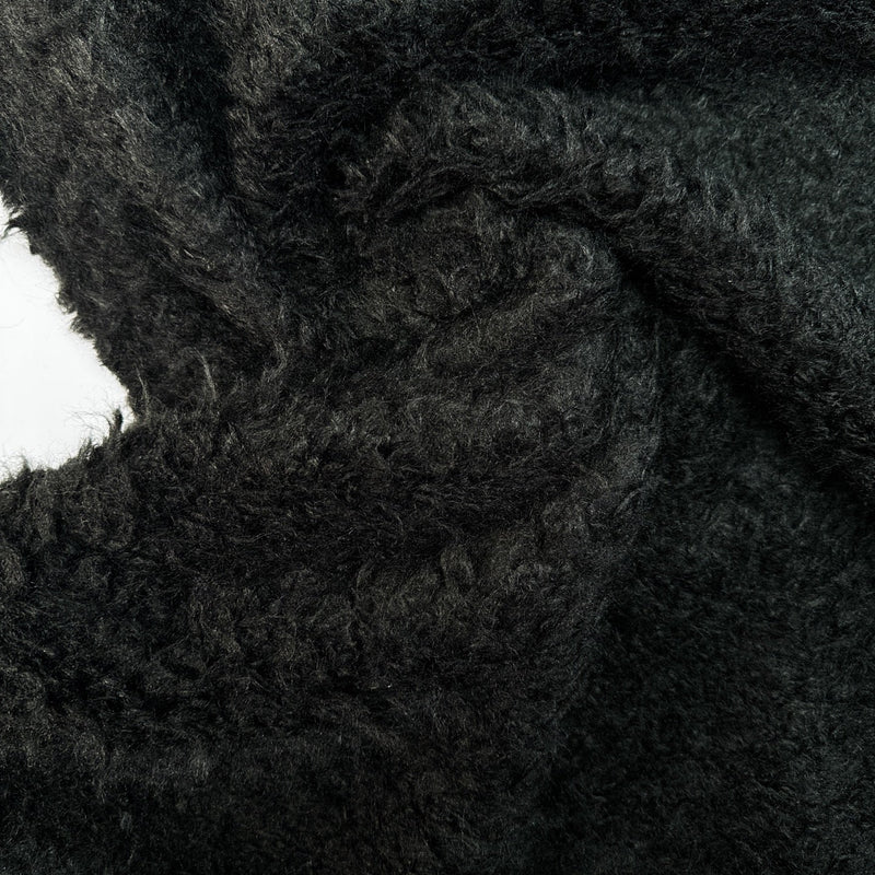 Black Acetate Polyester Faux Fur