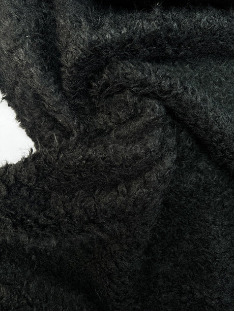 Black Acetate Polyester Faux Fur