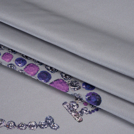 Silk Charmeuse Panel by Ralph Lauren - Silver, Pink and Purple Jeweled Necklace - Designer Deadstock