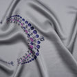 Silk Charmeuse Panel by Ralph Lauren - Silver, Pink and Purple Jeweled Necklace - Designer Deadstock