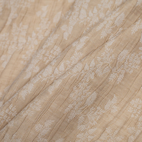 Candid Ginger and Pristine White Polyester Crinkled Jacquard