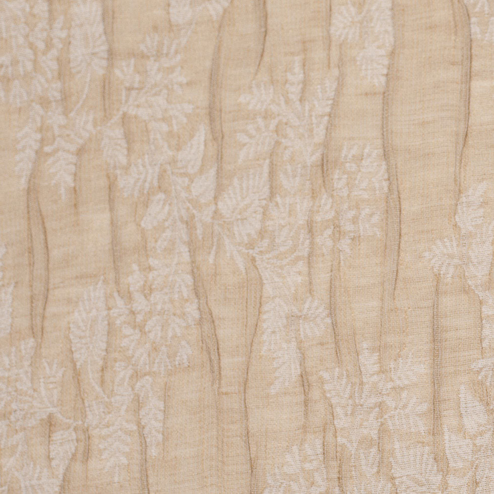 Candid Ginger and Pristine White Polyester Crinkled Jacquard