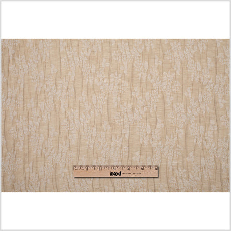 Candid Ginger and Pristine White Polyester Crinkled Jacquard