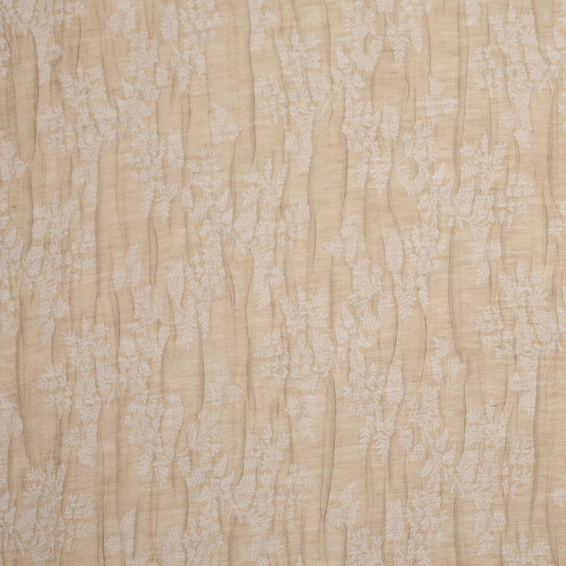 Candid Ginger and Pristine White Polyester Crinkled Jacquard