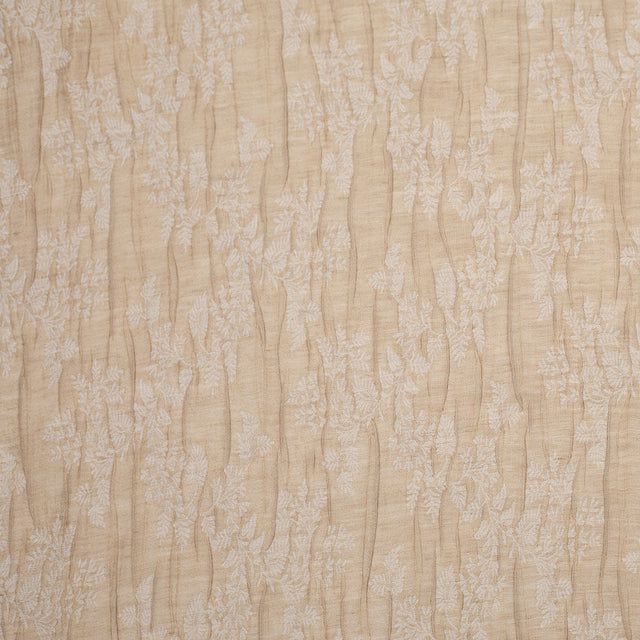 Candid Ginger and Pristine White Polyester Crinkled Jacquard