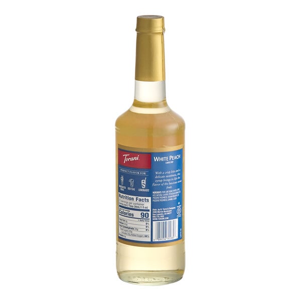 Torani White Peach Flavoring / Fruit Syrup Glass Bottle 750 mL - 12/Case