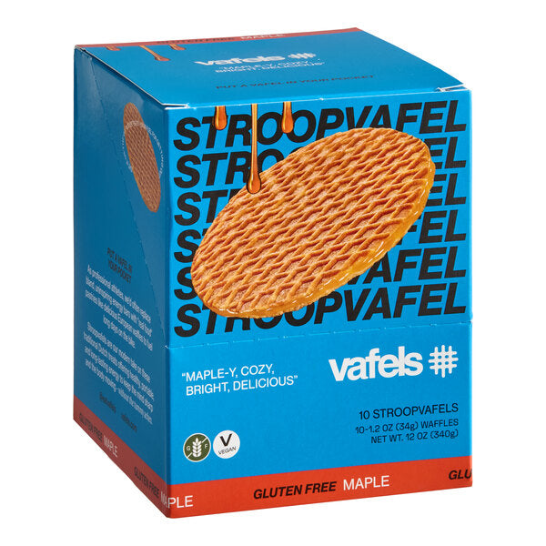 Vafels Individually Wrapped Vegan Gluten-Free Maple Stroopwafel 1.2 oz. - 120/Case