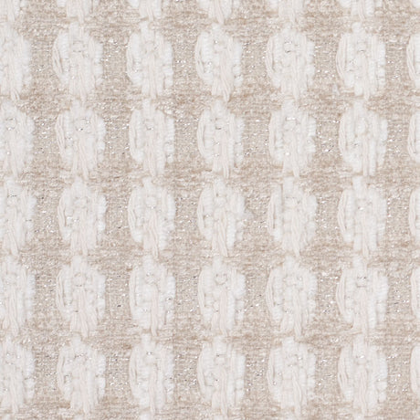 Bright White and Birch Checkered Cotton-Acrylic Boucle