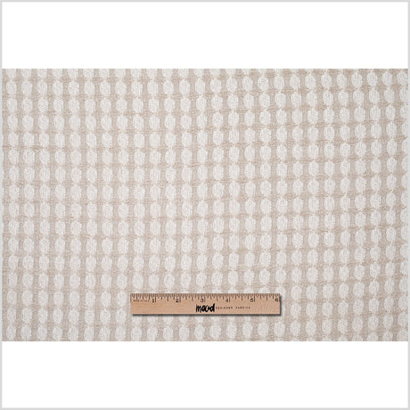 Bright White and Birch Checkered Cotton-Acrylic Boucle