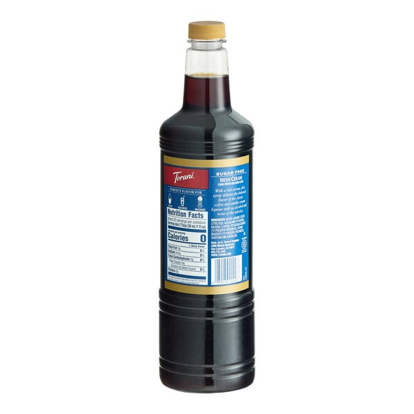 Torani Sugar-Free Irish Cream Flavoring Syrup Plastic Bottle 1 Liter - 6/Case