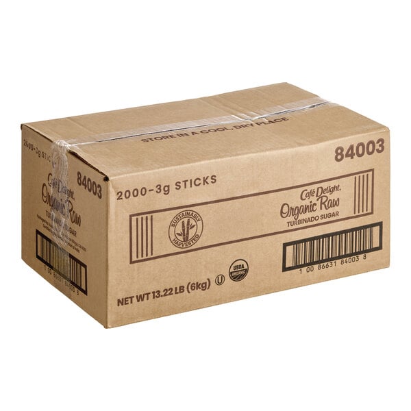 Cafe Delight Organic Raw Turbinado Sugar Packet 3 Gram - 2,000/Case