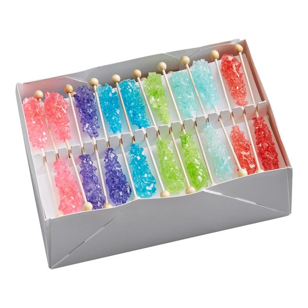 Roses Dryden and Palmer Assorted Unwrapped Rock Candy Swizzle Stick - 72/Pack