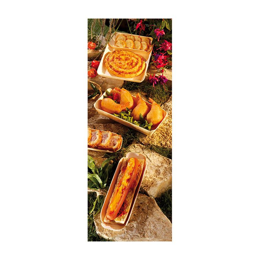 Packnwood CANADA Paper Lined Wooden Tray, 8.2" x 4.1" x 1.1" H, Case of 360