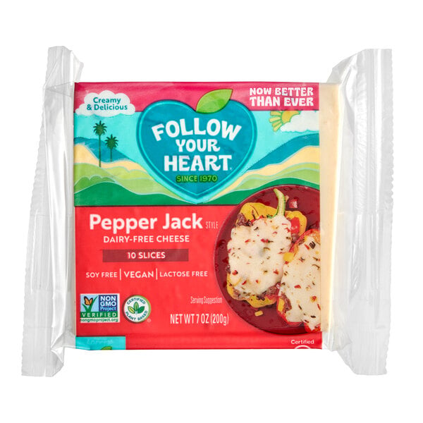 Follow Your Heart Dairy-Free Vegan Sliced Pepper Jack Cheese 7 oz. - 11/Case