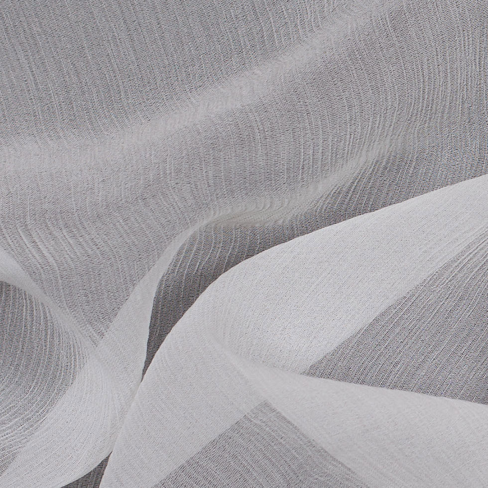 Oscar de la Renta White Crinkle Silk Chiffon