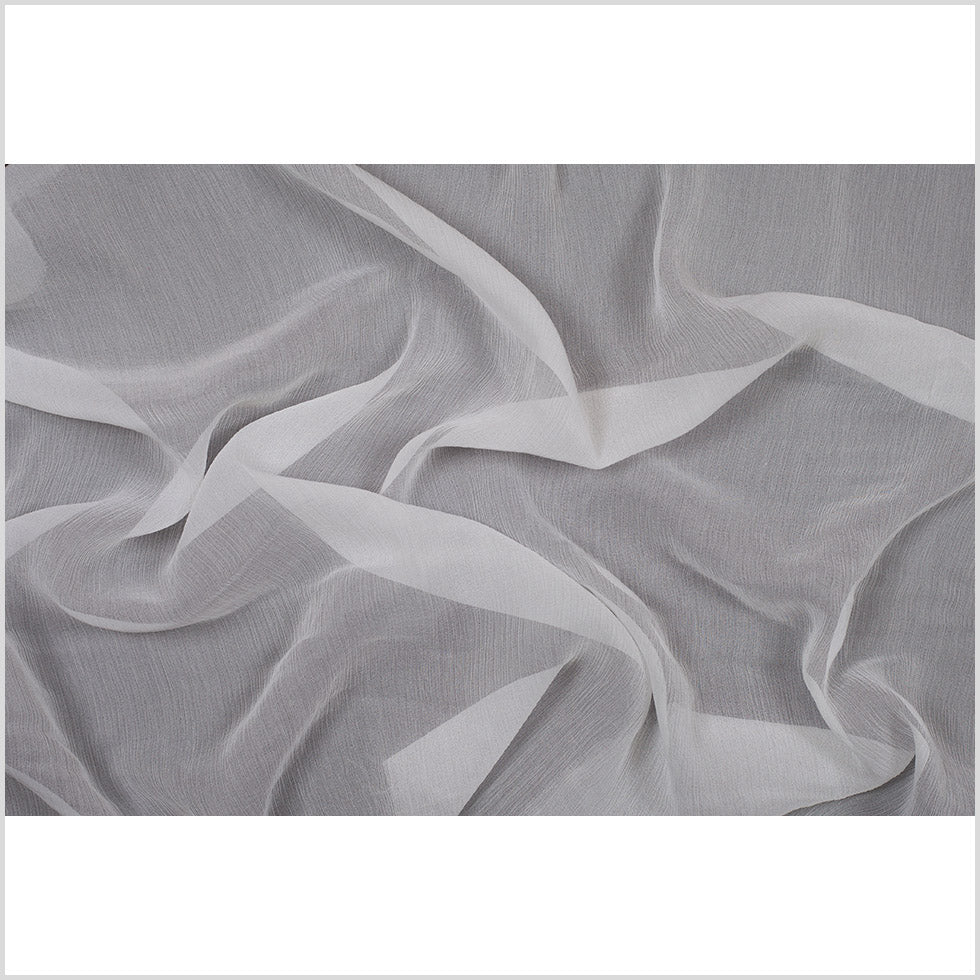 Oscar de la Renta White Crinkle Silk Chiffon