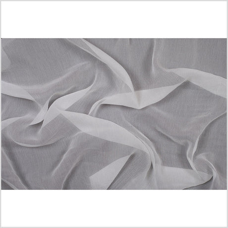 Oscar de la Renta White Crinkle Silk Chiffon