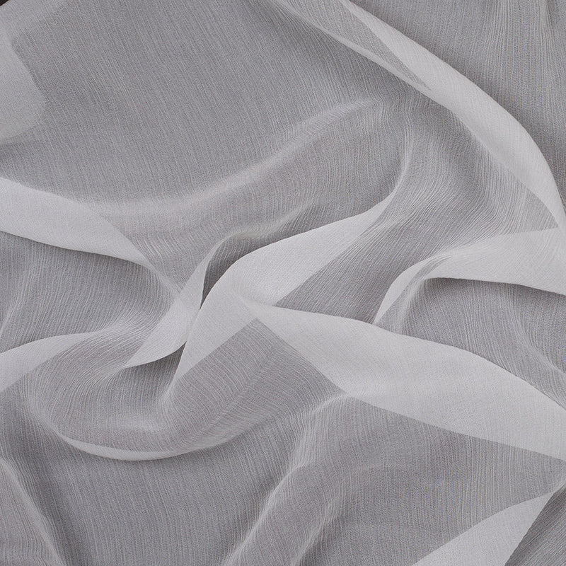 Oscar de la Renta White Crinkle Silk Chiffon