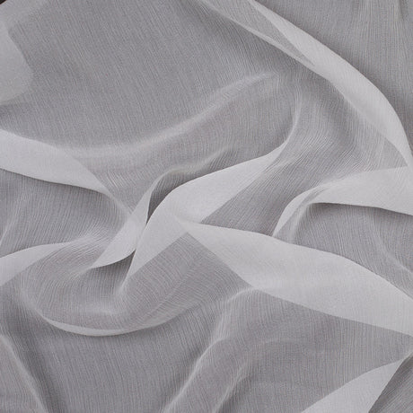 Oscar de la Renta White Crinkle Silk Chiffon
