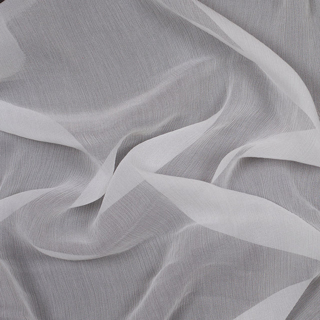 Oscar de la Renta White Crinkle Silk Chiffon