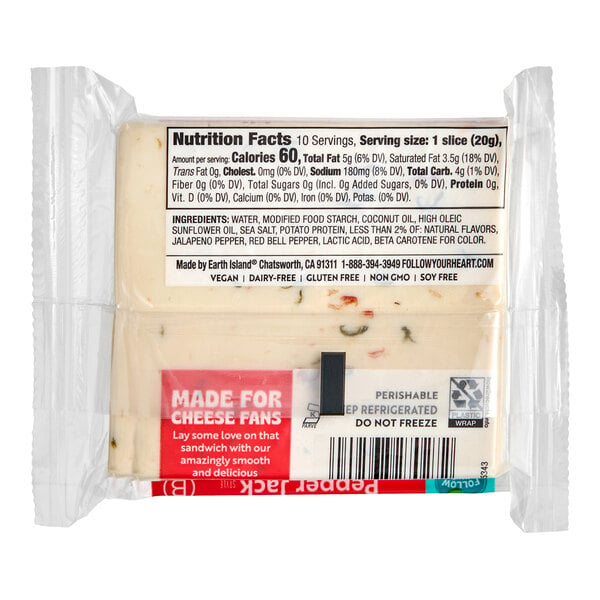 Follow Your Heart Dairy-Free Vegan Sliced Pepper Jack Cheese 7 oz. - 11/Case