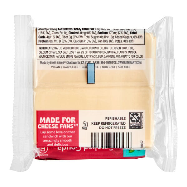 Follow Your Heart Dairy-Free Vegan Sliced Smoked Gouda Cheese 7 oz. - 11/Case