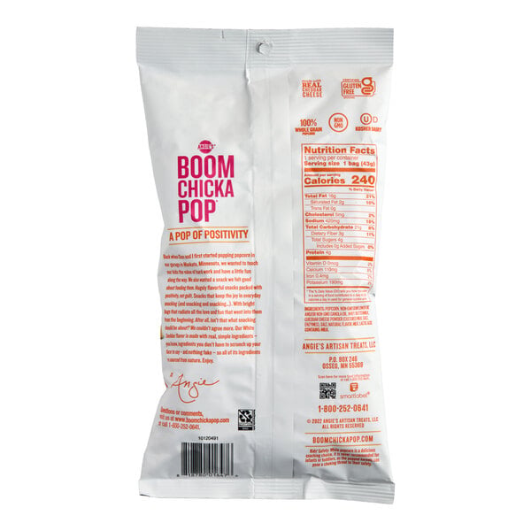 Angie's BOOMCHICKAPOP White Cheddar Popcorn 1.55 oz. - 12/Case