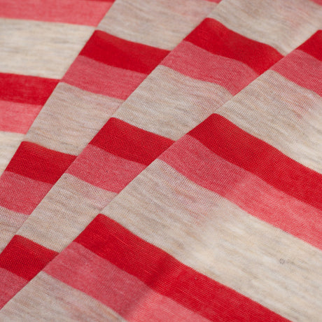 Heathered Oatmeal Striped Stretch Viscose Jersey