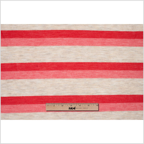Heathered Oatmeal Striped Stretch Viscose Jersey