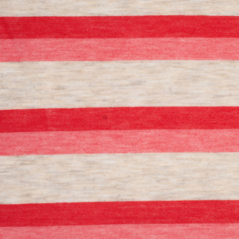 Heathered Oatmeal Striped Stretch Viscose Jersey