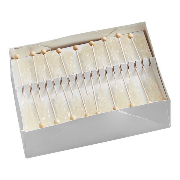 Roses Dryden and Palmer White Unwrapped Rock Candy Swizzle Stick - 288/Case