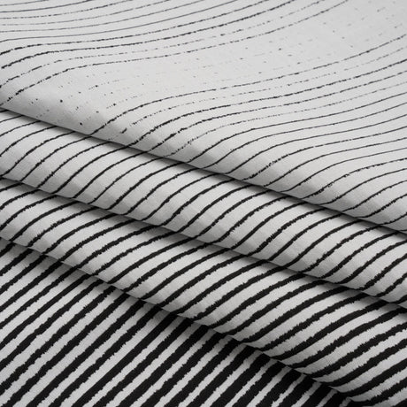 Black and White Striped Polyester Textured Woven