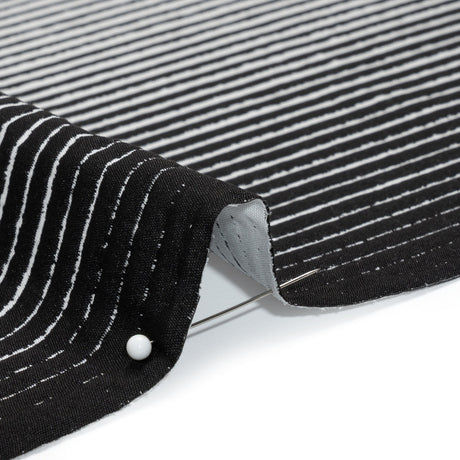Black and White Striped Polyester Textured Woven