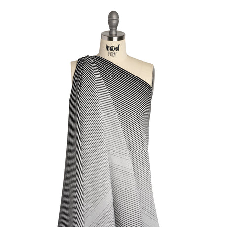 Black and White Striped Polyester Textured Woven