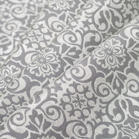 Metallic Silver, White, and Gray Stretch Acrylic Brocade