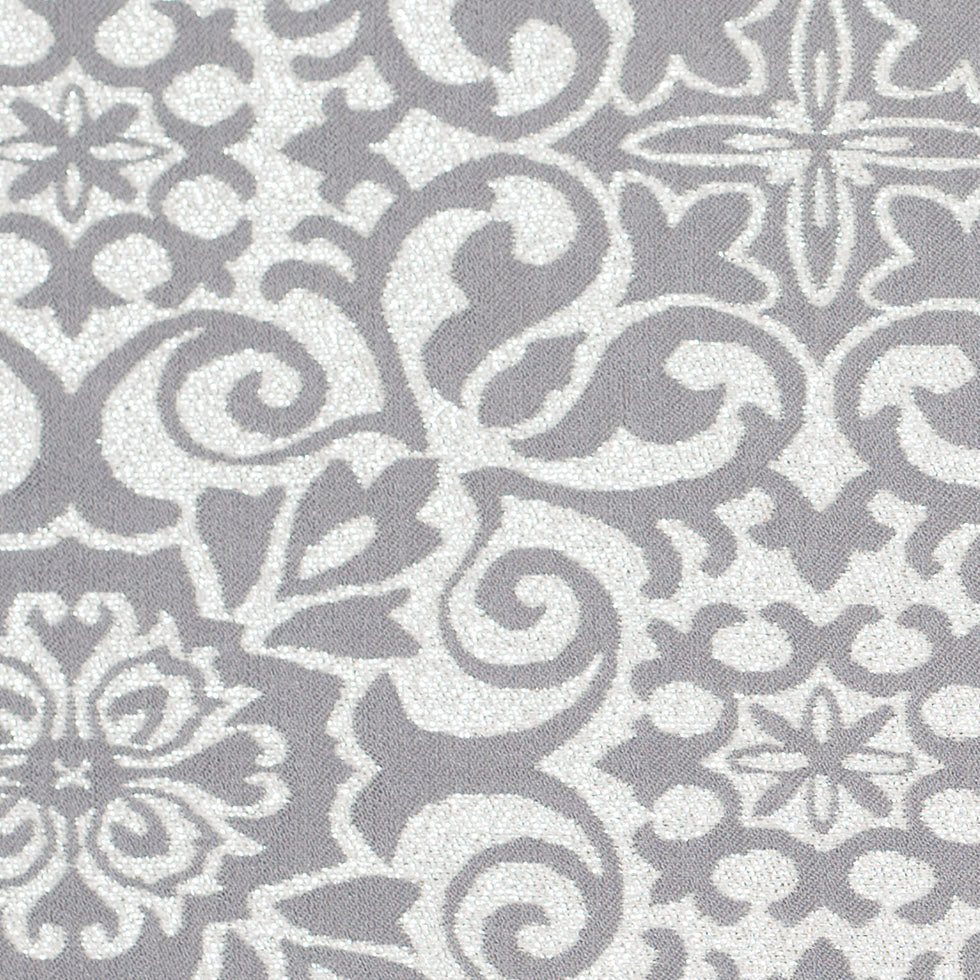 Metallic Silver, White, and Gray Stretch Acrylic Brocade